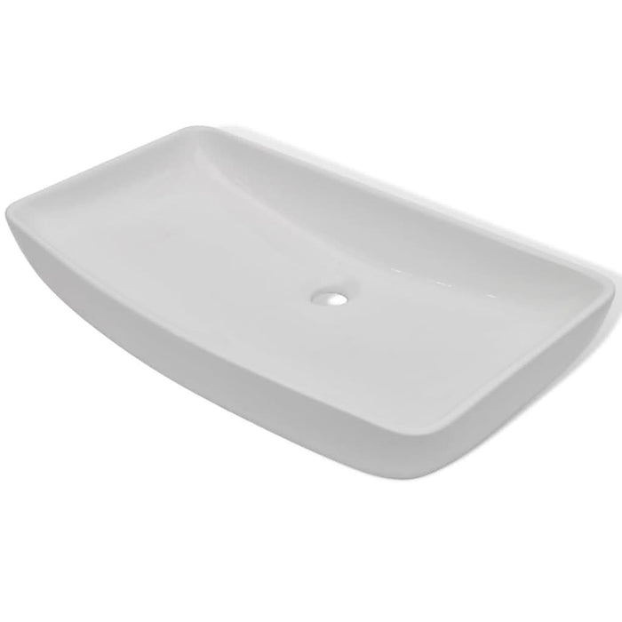 Chiuvetă de baie cu robinet mixer, ceramică, dreptunghiular alb - WALTI WALTI