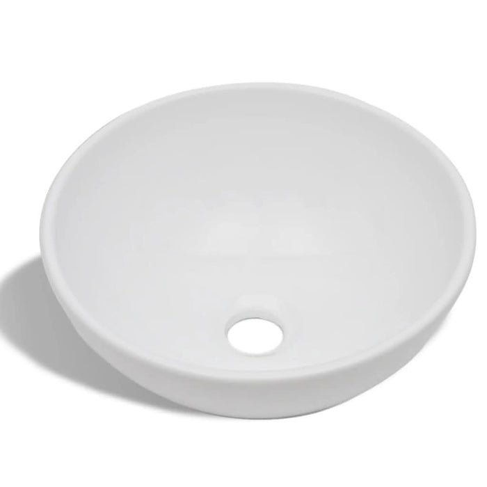 Chiuvetă de baie cu robinet mixer, ceramică, rotund, alb - WALTI WALTI