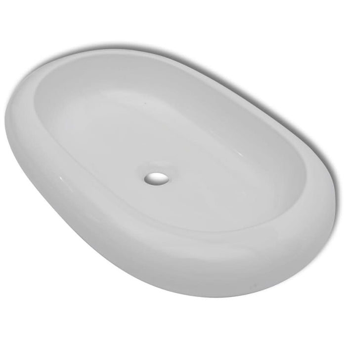 Chiuvetă de baie cu robinet mixer, ceramic, oval, alb - WALTI WALTI