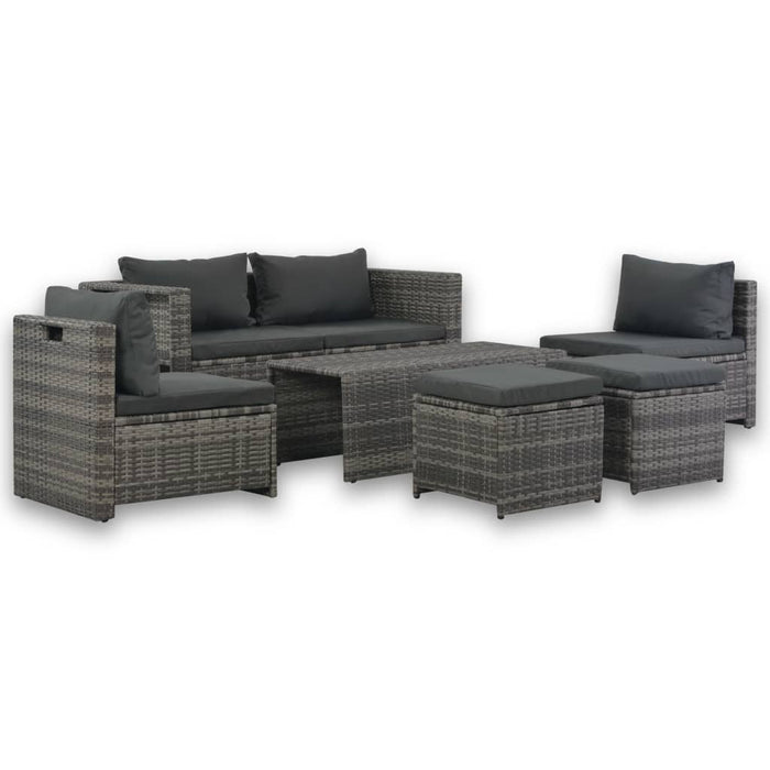 Set mobilier de grădină cu perne, 6 piese, gri, poliratan - WALTI WALTI