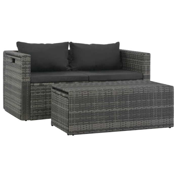 Set mobilier de grădină cu perne, 6 piese, gri, poliratan - WALTI WALTI