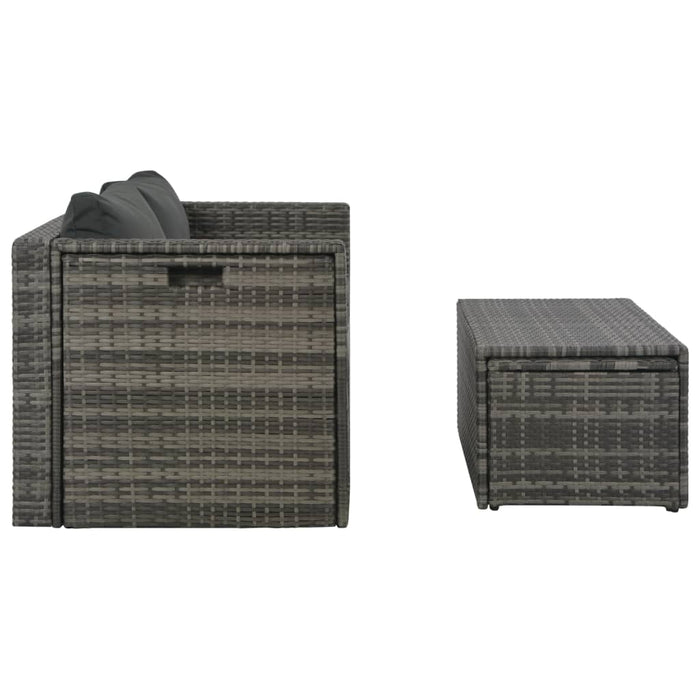 Set mobilier de grădină cu perne, 6 piese, gri, poliratan - WALTI WALTI