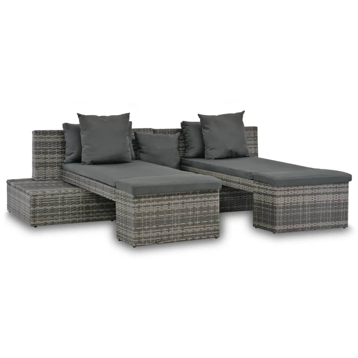 Set mobilier de grădină cu perne, 4 piese, gri, poliratan - WALTI WALTI