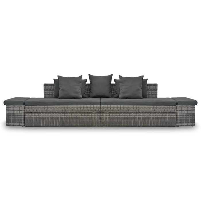 Set mobilier de grădină cu perne, 4 piese, gri, poliratan - WALTI WALTI
