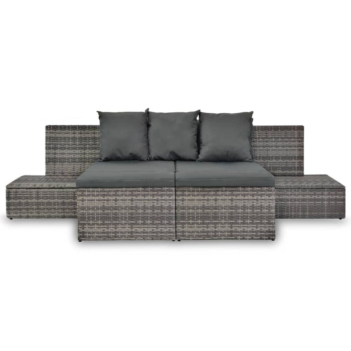 Set mobilier de grădină cu perne, 4 piese, gri, poliratan - WALTI WALTI