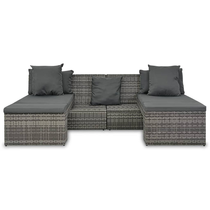 Set mobilier de grădină cu perne, 4 piese, gri, poliratan - WALTI WALTI