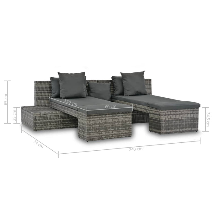 Set mobilier de grădină cu perne, 4 piese, gri, poliratan - WALTI WALTI