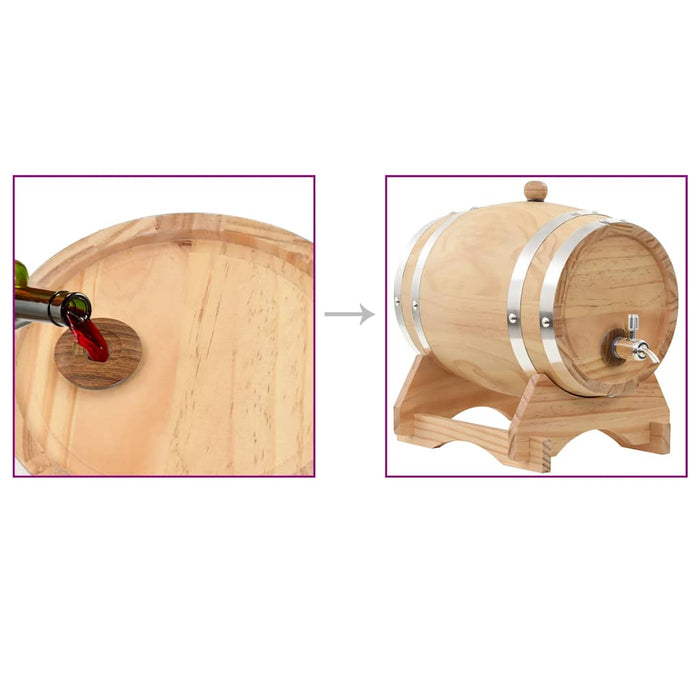 Butoi de vin cu robinet, 12 L, lemn masiv de pin WALTI