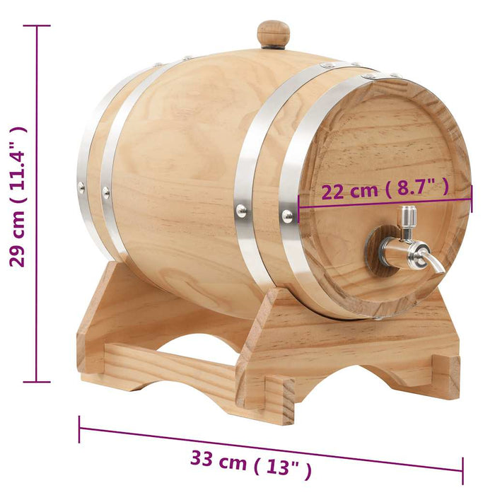 Butoi de vin cu robinet, 12 L, lemn masiv de pin WALTI