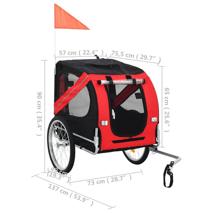 Remorcă de bicicletă pentru animale de companie, roșu & negru - WALTI WALTI
