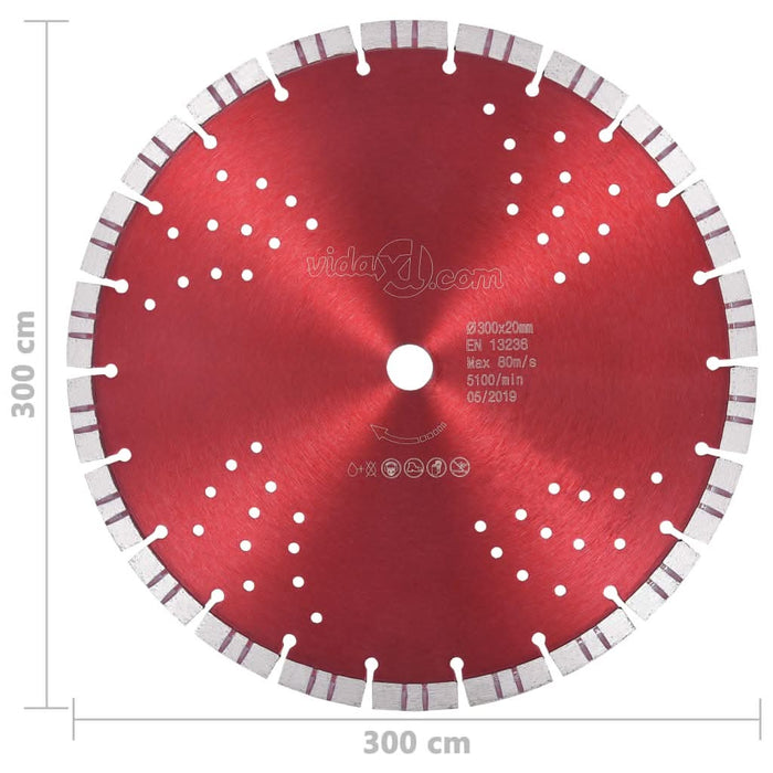 Disc diamantat de tăiere cu segmente turbo și găuri oțel 300 mm - WALTI WALTI