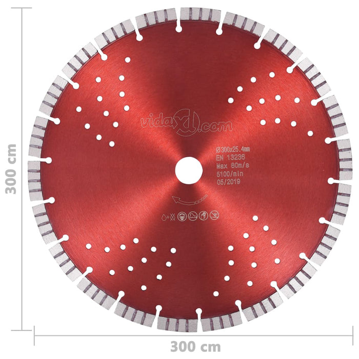 Disc diamantat de tăiere cu segmente turbo și găuri oțel 300 mm - WALTI WALTI