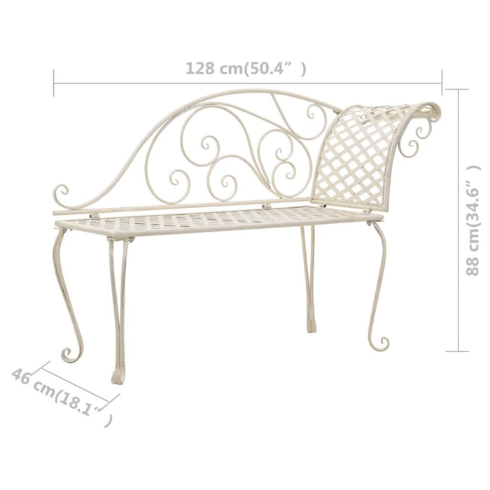 Bancă șezlong de grădină, alb vintage, 128 cm, metal - WALTI WALTI
