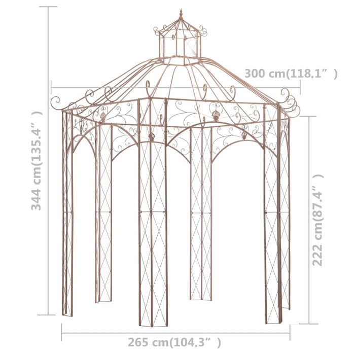 Pavilion de grădină, maro antichizat, 3 m, fier WALTI