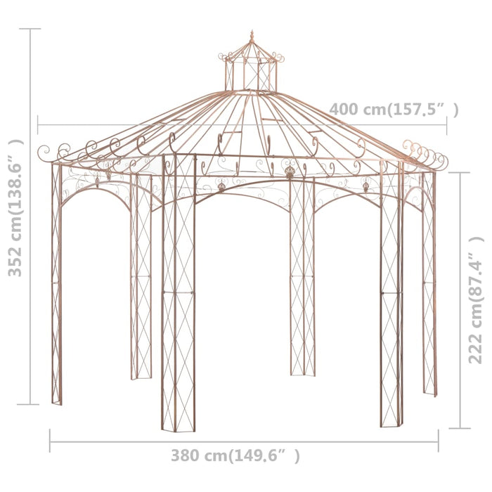 Pavilion de grădină, maro antichizat, 4 m, fier - WALTI WALTI