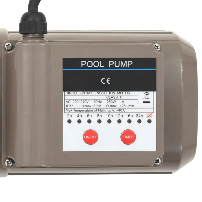 Pompă de piscină cu temporizator, negru, 0,25 CP, 8000 L/h - WALTI WALTI