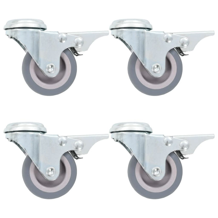Roți pivotante cu gaură șurub, frâne duble, 4 buc., 50 mm - WALTI WALTI