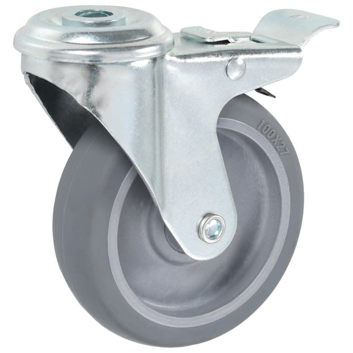 Roți pivotante cu gaură șurub, frâne duble, 4 buc., 100 mm - WALTI WALTI