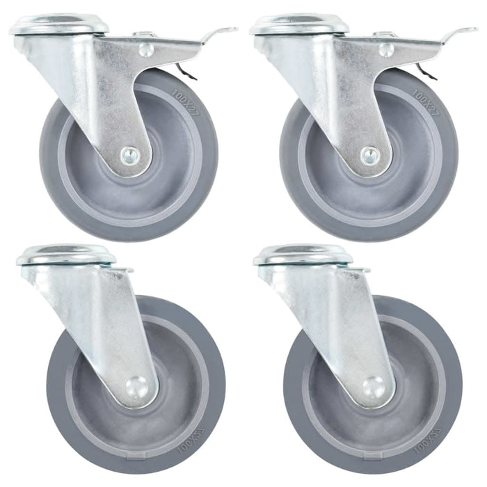Roți pivotante cu gaură pentru șurub, 4 buc., 100 mm - WALTI WALTI