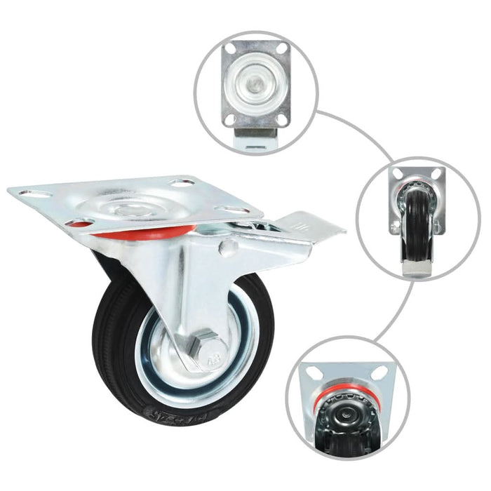 Roți pivotante cu frâne duble, 4 buc., 75 mm - WALTI WALTI