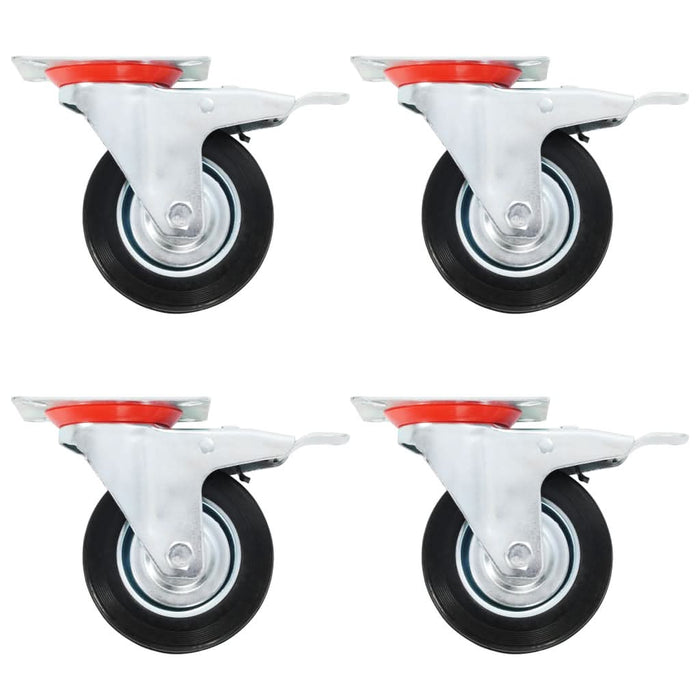Roți pivotante cu frâne duble, 4 buc., 100 mm - WALTI WALTI