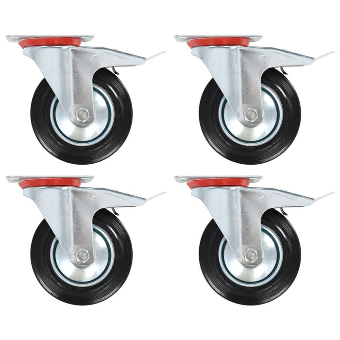 Roți pivotante cu frâne duble, 4 buc., 160 mm - WALTI WALTI