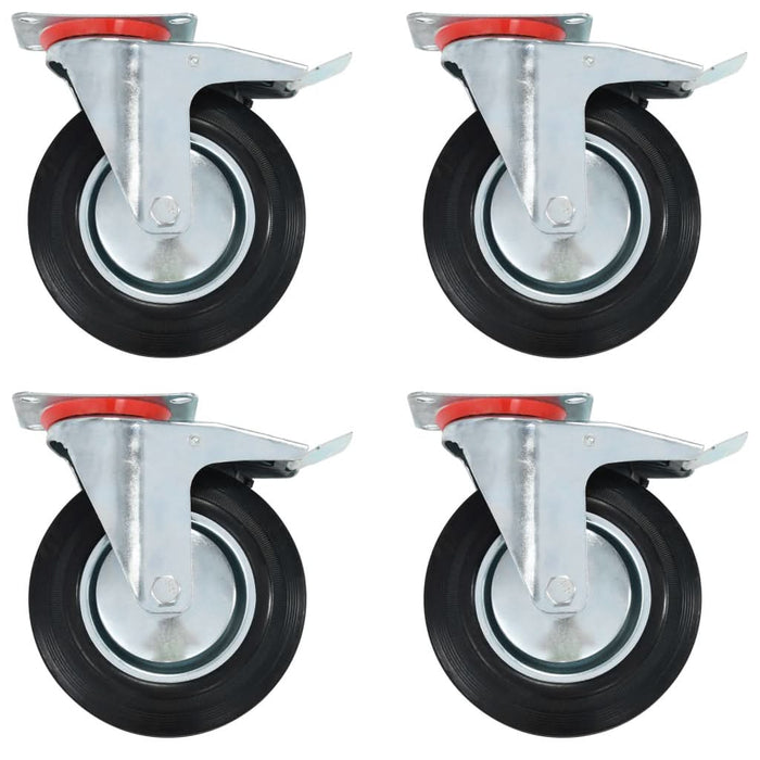 Roți pivotante cu frâne duble, 4 buc., 200 mm - WALTI WALTI