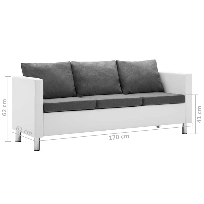 Set canapele, 2 piese, alb și gri deschis, piele ecologică WALTI