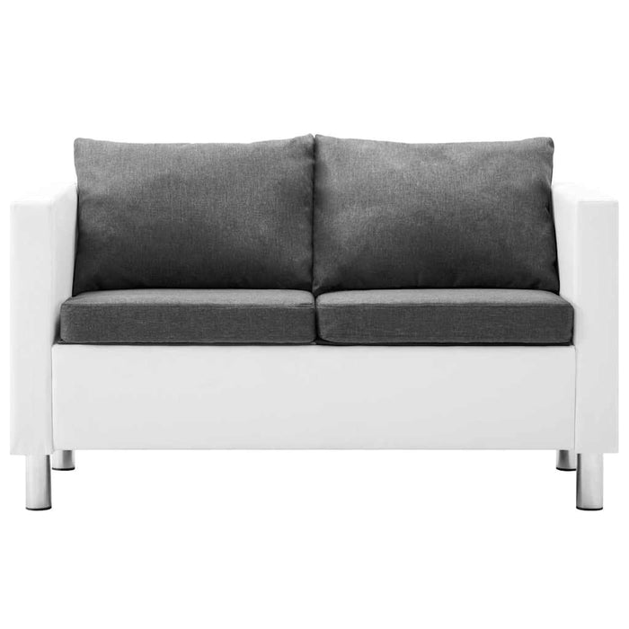 Set canapele, 2 piese, alb și gri deschis, piele ecologică WALTI