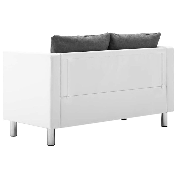 Set canapele, 2 piese, alb și gri deschis, piele ecologică WALTI
