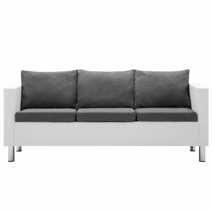 Set canapele, 2 piese, alb și gri deschis, piele ecologică WALTI