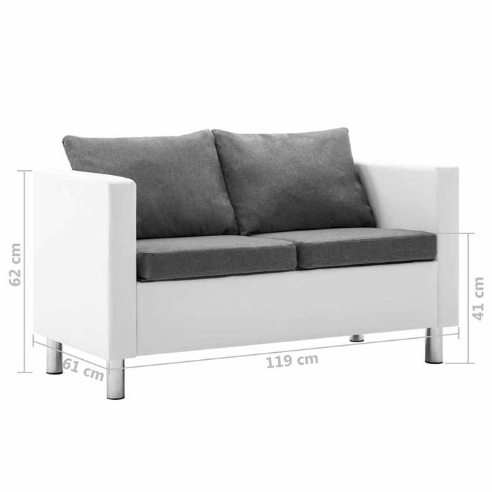 Set canapele, 2 piese, alb și gri deschis, piele ecologică WALTI