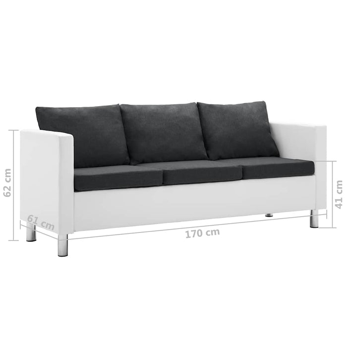 Set canapea, 2 piese, alb și gri închis, piele ecologică WALTI