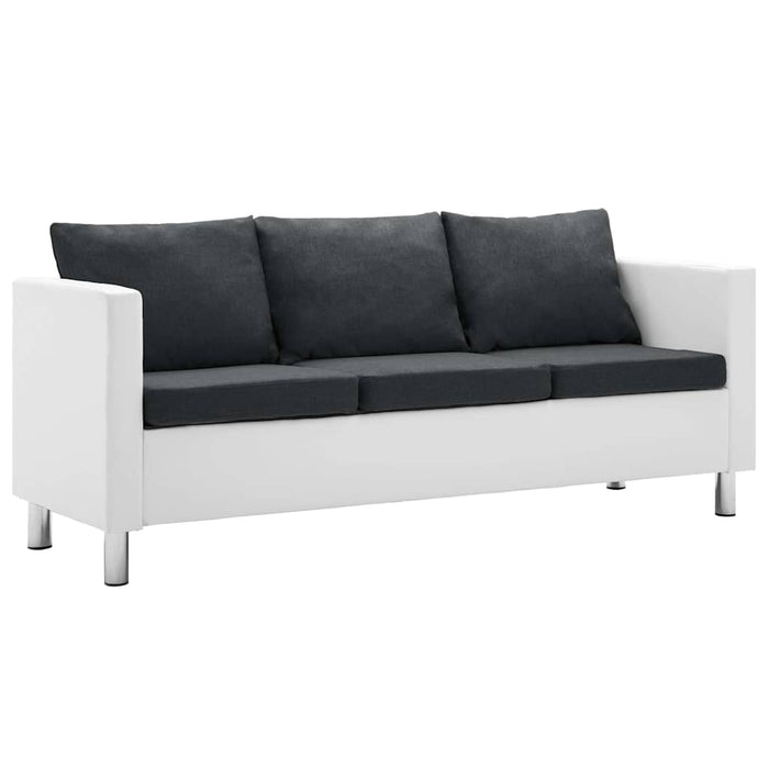 Set canapea, 2 piese, alb și gri închis, piele ecologică WALTI