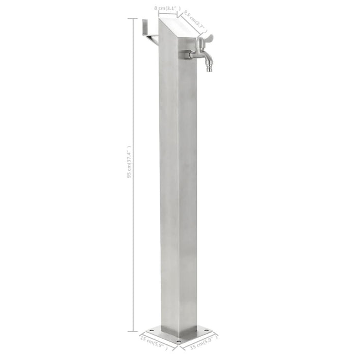 Coloană de apă pentru grădină, 95 cm, oțel inoxidabil, pătrat - WALTI WALTI