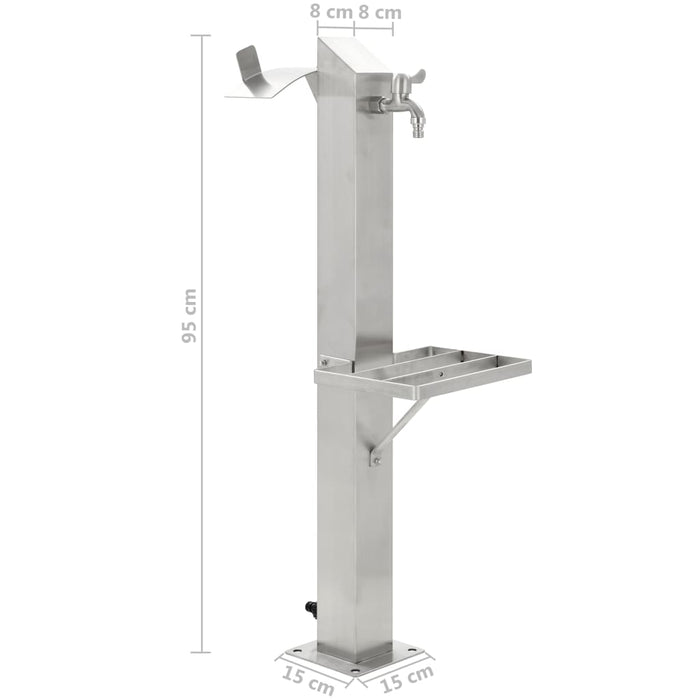 Coloană de apă de grădină, 95 cm, oțel inoxidabil, pătrat - WALTI WALTI
