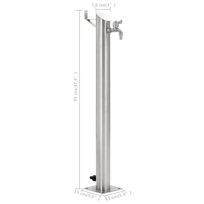 Coloană de apă de grădină, 95 cm, oțel inoxidabil, rotund - WALTI WALTI