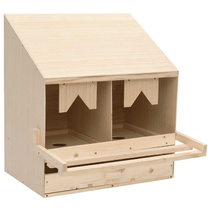 Cuibar găini cu 2 compartimente, 63x40x65 cm, lemn masiv pin WALTI