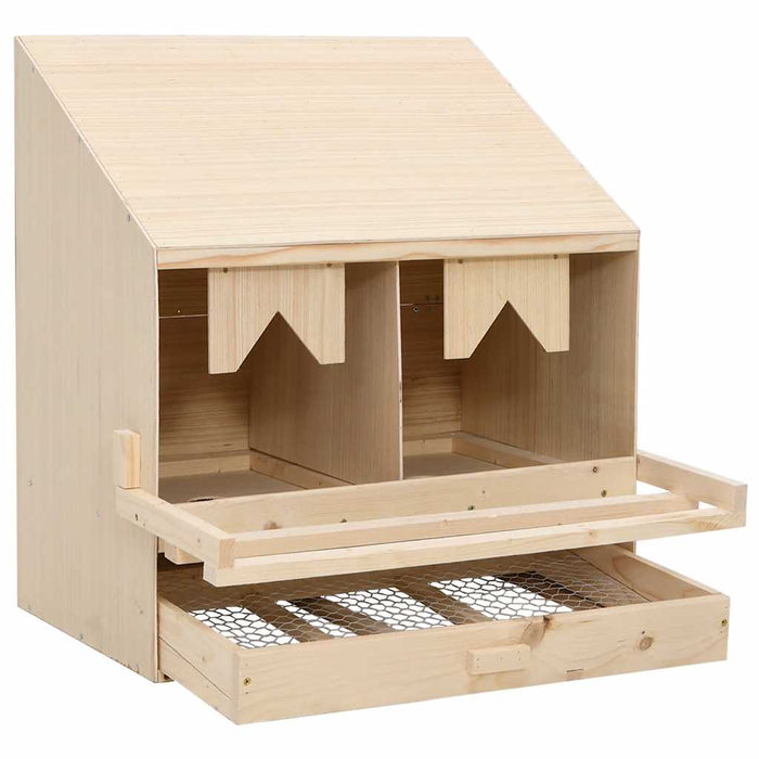 Cuibar găini cu 2 compartimente, 63x40x65 cm, lemn masiv pin WALTI