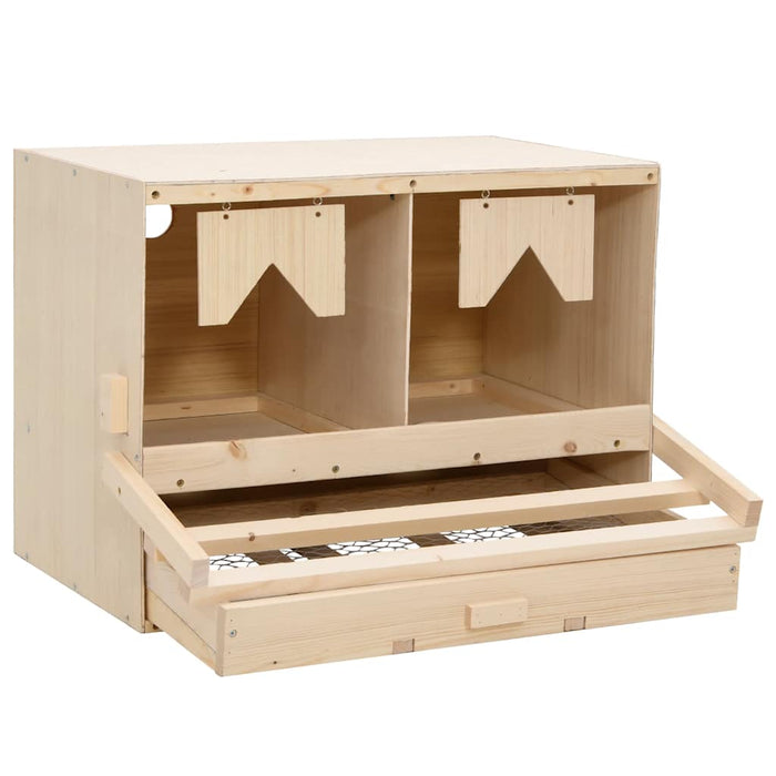 Cuibar găini cu 2 compartimente, 63x40x45 cm, lemn masiv pin WALTI