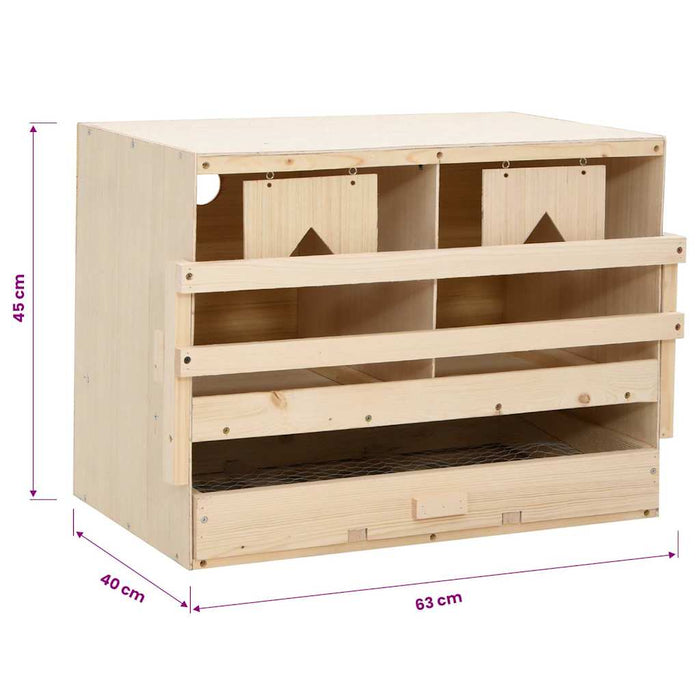 Cuibar găini cu 2 compartimente, 63x40x45 cm, lemn masiv pin WALTI
