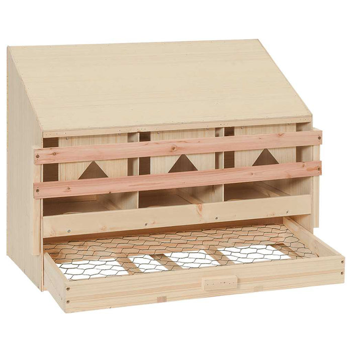 Cuibar găini cu 3 compartimente, 72x33x54 cm, lemn masiv pin WALTI
