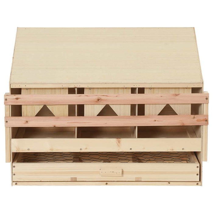 Cuibar găini cu 3 compartimente, 72x33x54 cm, lemn masiv pin WALTI