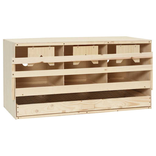 Cuibar găini cu 3 compartimente, 72x33x38 cm, lemn masiv pin - WALTI WALTI