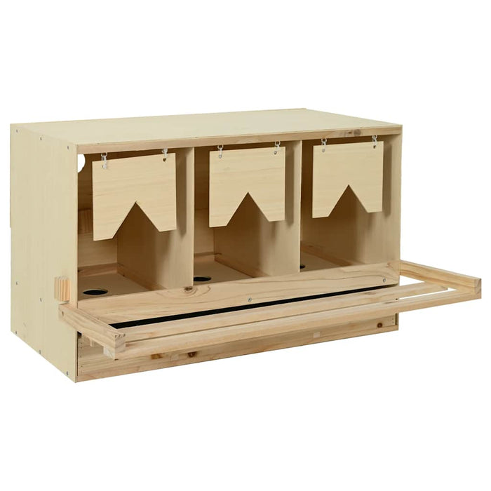 Cuibar găini cu 3 compartimente, 96x40x45 cm, lemn masiv pin WALTI