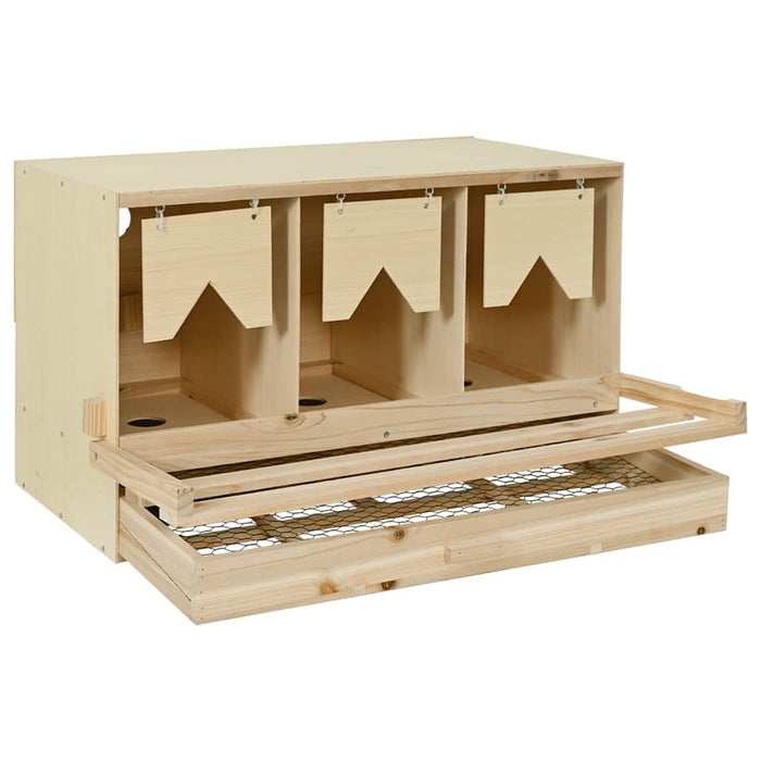 Cuibar găini cu 3 compartimente, 96x40x45 cm, lemn masiv pin WALTI
