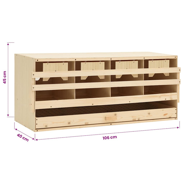 Cuibar găini cu 4 compartimente, 106x40x45 cm, lemn masiv pin WALTI