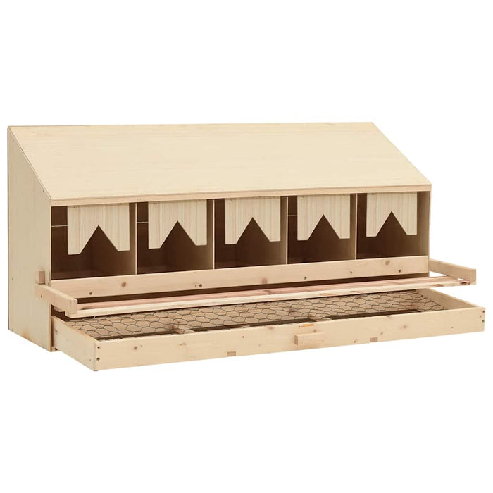 Cuibar găini cu 5 compartimente 117x33x54 cm lemn masiv pin WALTI