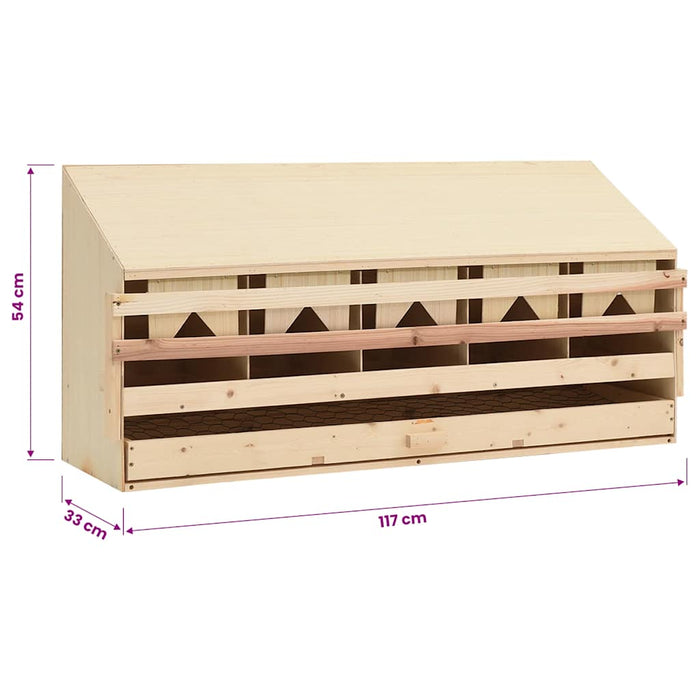 Cuibar găini cu 5 compartimente 117x33x54 cm lemn masiv pin WALTI