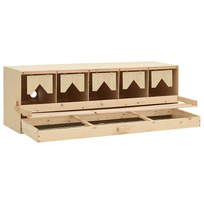 Cuibar găini cu 5 compartimente, 117x33x38 cm, lemn masiv pin WALTI